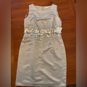 Calvin Klein Silver Dress with Gold Accents